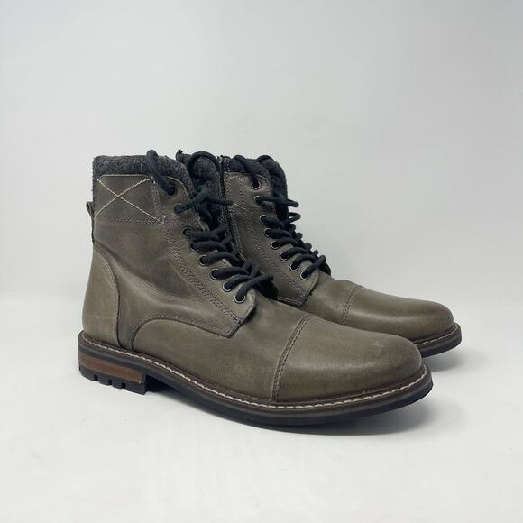 Crevo Camden Leather Boot Mens 12 Gray/Black Lace-Up Combat CV1217-020 - Picture 1 of 10